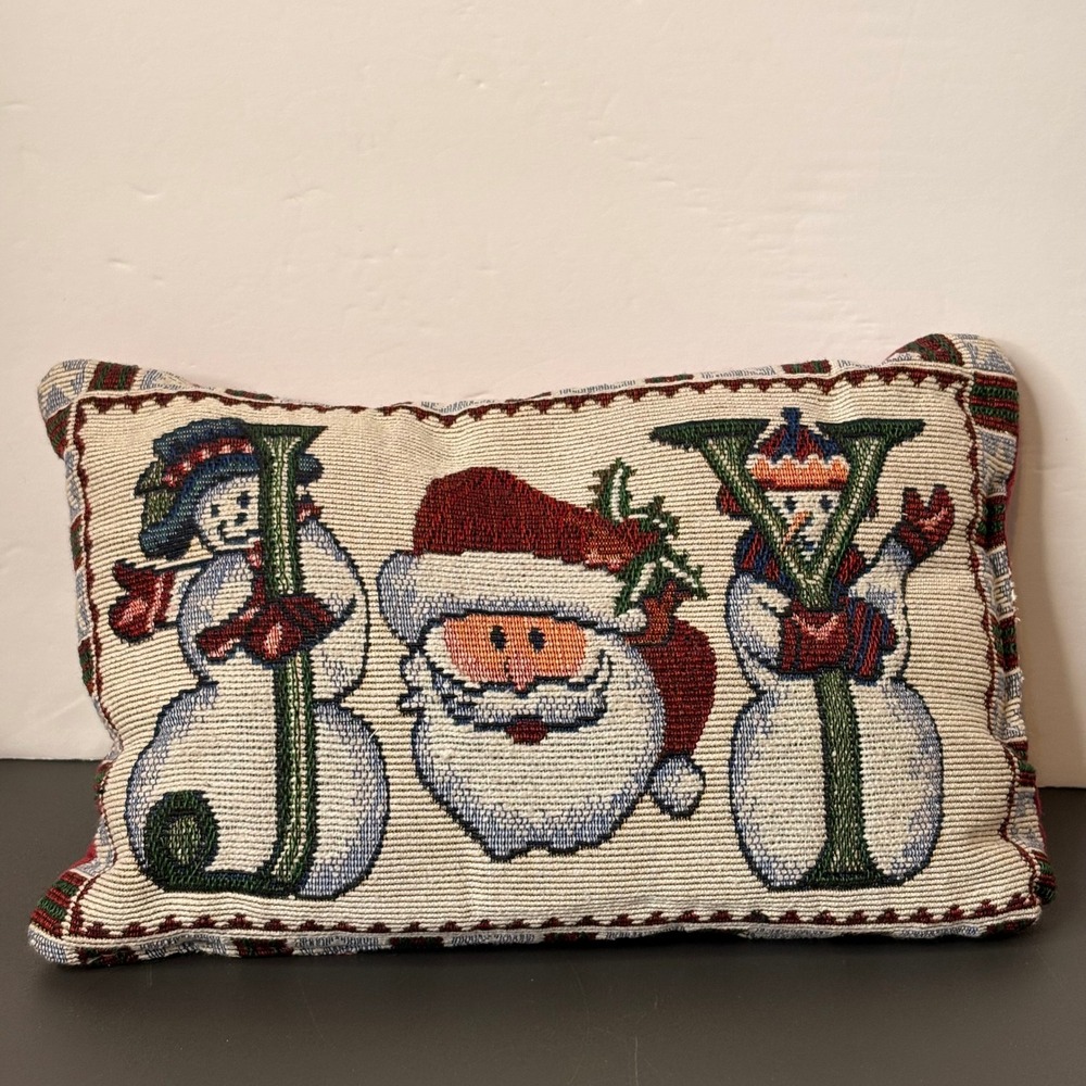 Unbranded Christmas Tapestry Pillow Unisex OS Red Excellent Joy Santa Snowman